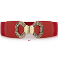 Fashion Chastity 60mm Width Pu Leather Wide Women Elastic Belts with Double Loop Buckle